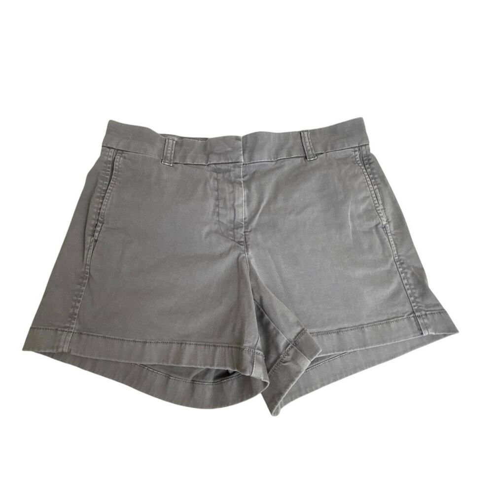 J.Crew Gray Chino Shorts Size 6 Mid Rise Cotton Stretch Casual Classic